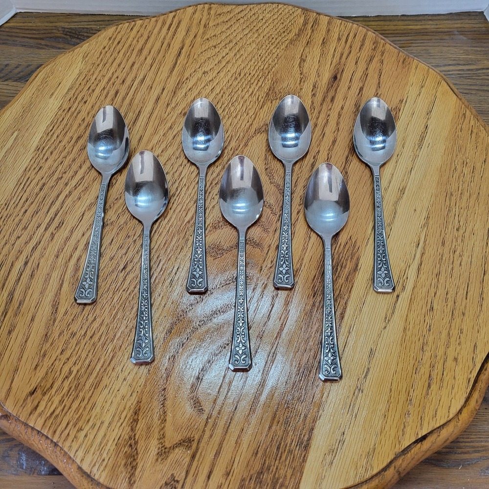 VTG Interpur Florenz Stainless Steel Flatware Japan MCM Set of 7 Teaspoons